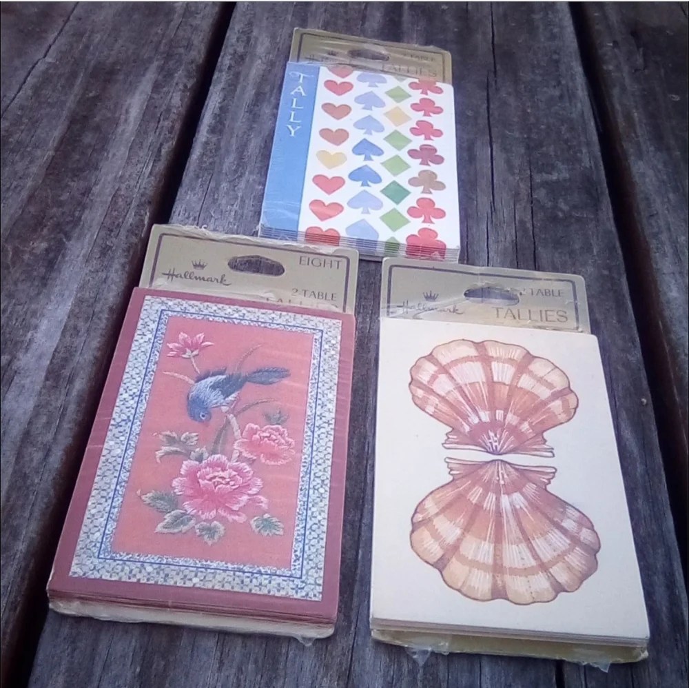 Vintage Hallmark Bridge Tally Cards Set Sealed Mid Century Floral Shell Designs